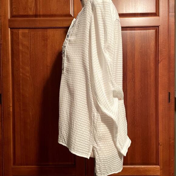 Loft White Embroidered Long Sleeve Blouse Womens Medium - Picture 4 of 9